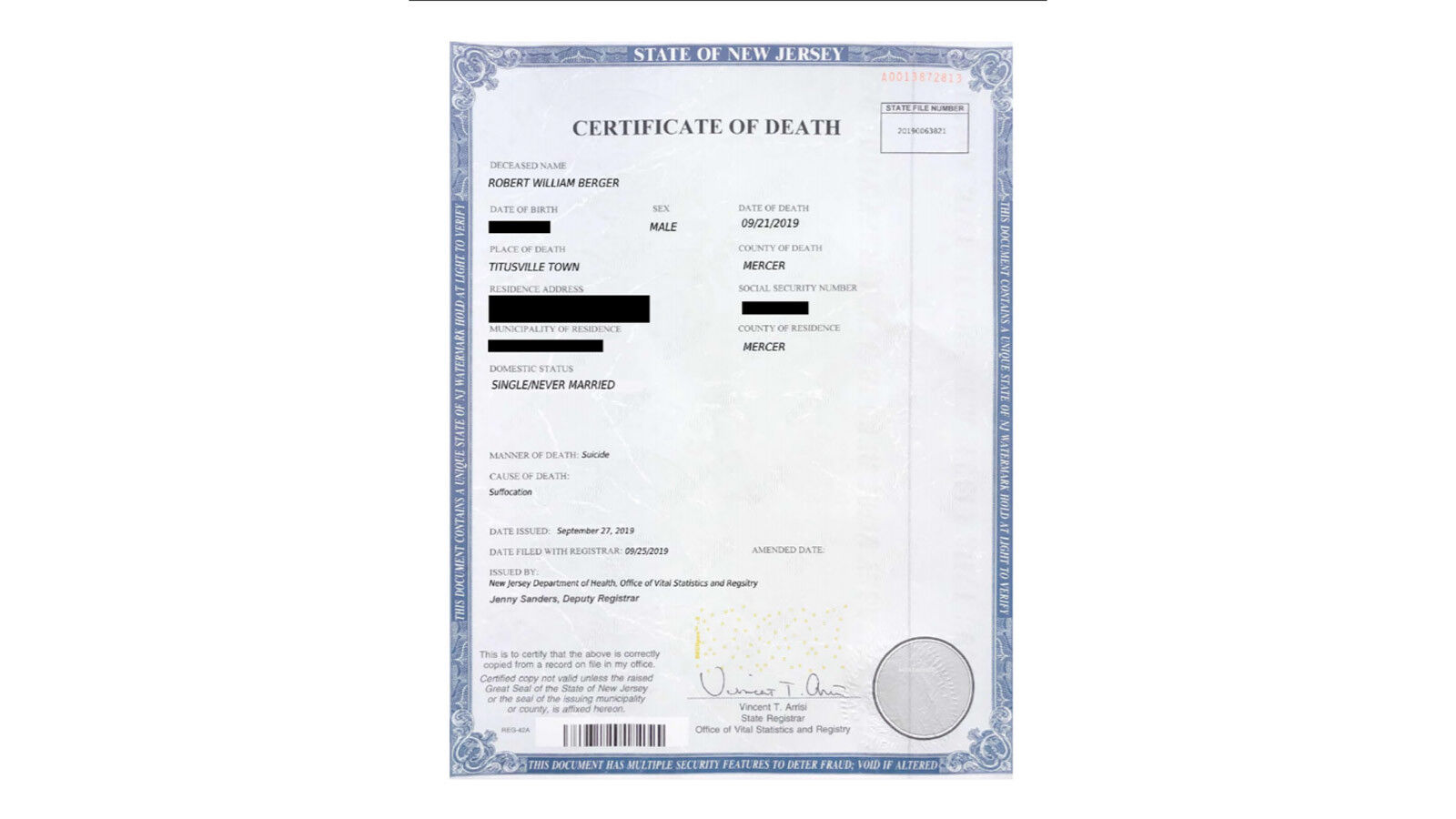 A typo on a death certificate exposes a man allegedly trying to avoid prison